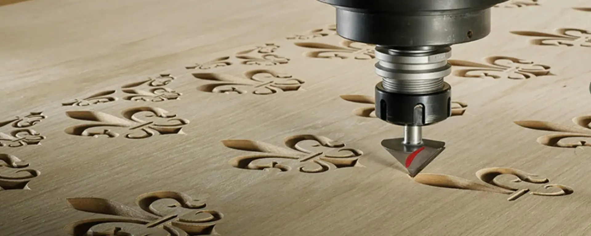 CNC machine cutting intricate designs on wood with high precision and smooth finishing.